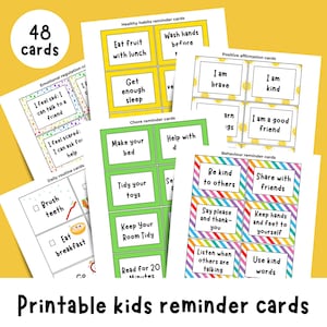 de rappel imprimables pour enfants | Routines quotidiennes| Affirmations positives| Rappels de comportement | Rappels de corvée | De saines habitudes