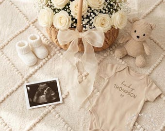 Neutral Pregnancy Announcement Template, Digital Baby Reveal Social Media, Editable Canva Instant Download, Boho Ultrasound Announcement