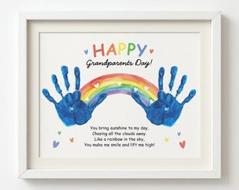 Grandparents Day Handprint Craft, Rainbow Sunshine Poem Keepsake, Printable Toddler Preschool Activity, Gift from Kids for Grandma Grandpa