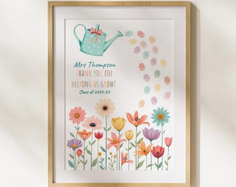 Regalo imprimible para el maestro/a de la clase/Regalo de agradecimiento de fin de año/Maestra de preescolar/Gracias por ayudarnos a crecer/Plantilla editable