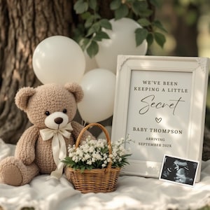 Neutral Pregnancy Announcement Digital Template | Spring Baby Reveal | Modern Baby Social Media Announcement | Elegant Pregnancy Reveal