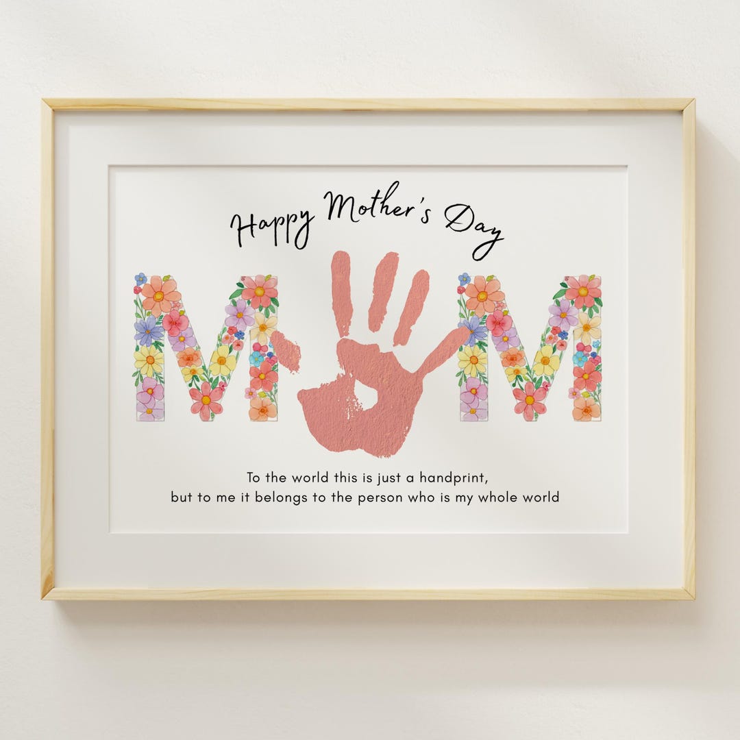 Mothers Day Handprint Art Craft, Floral Mom DIY Printable Gift From ...