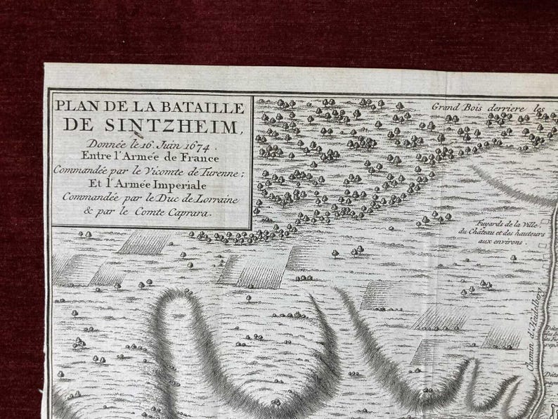1749 Battle of Sinsheim Map Antoine Coquart Original Copperplate ...