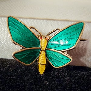 Einar Modahl Norwegian Silver Enamel Butterfly Brooch