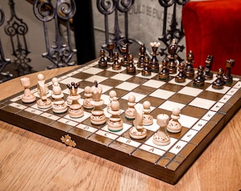 Charming Wooden Fancy Chess Board | Decorative Wooden Chess Board | Small Folding Chess Board
