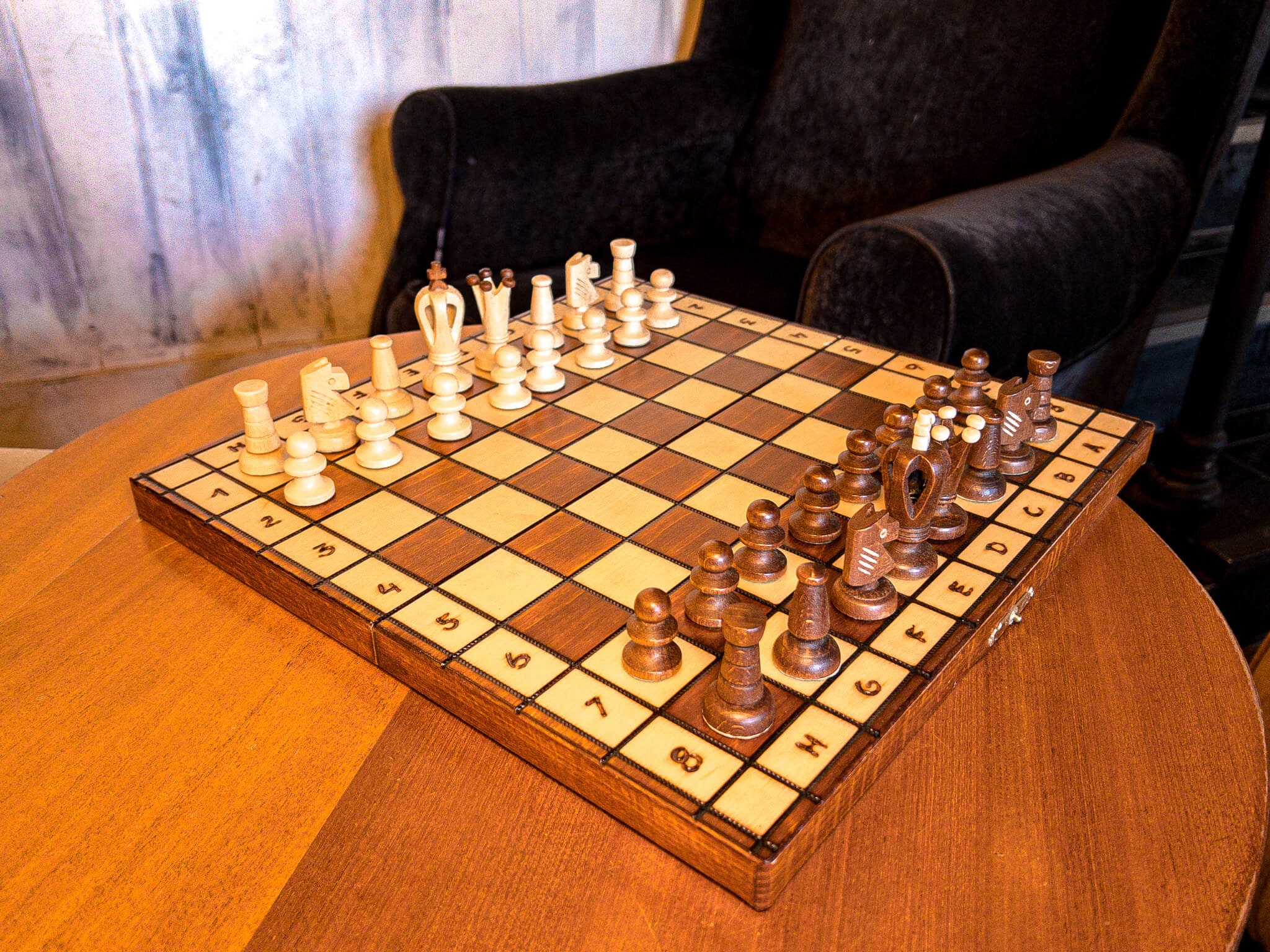 chess board mahogany with coordinates