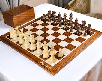 Rosewood Chess Set - 48x48cm Rosewood Board and Classic Staunton Chess Pieces