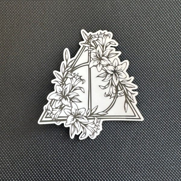 Floral Deathly Hallows Sticker | Bookish