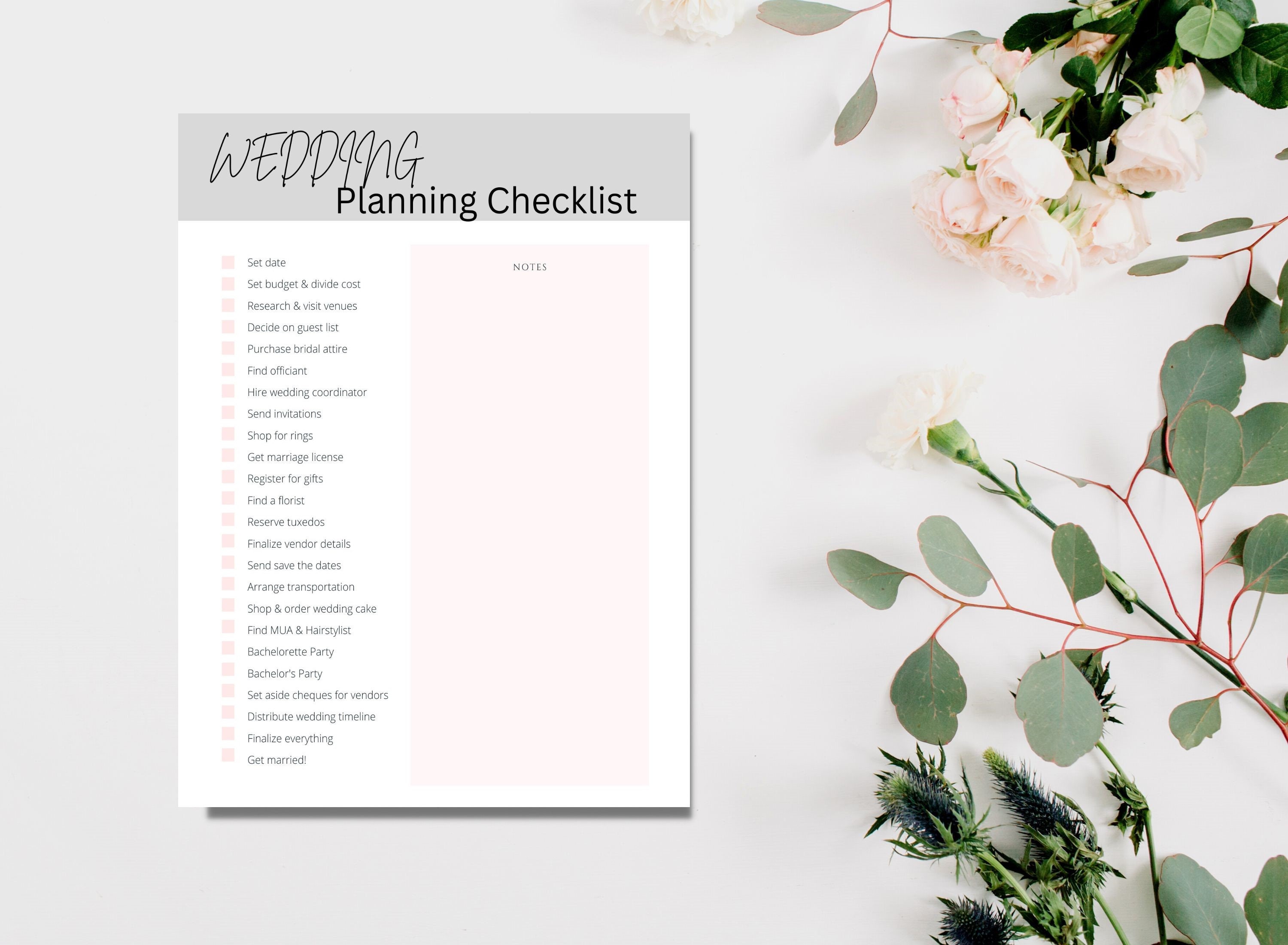 Printable Wedding Planner Checklist, PDF Planner, Instant Download, A4 ...
