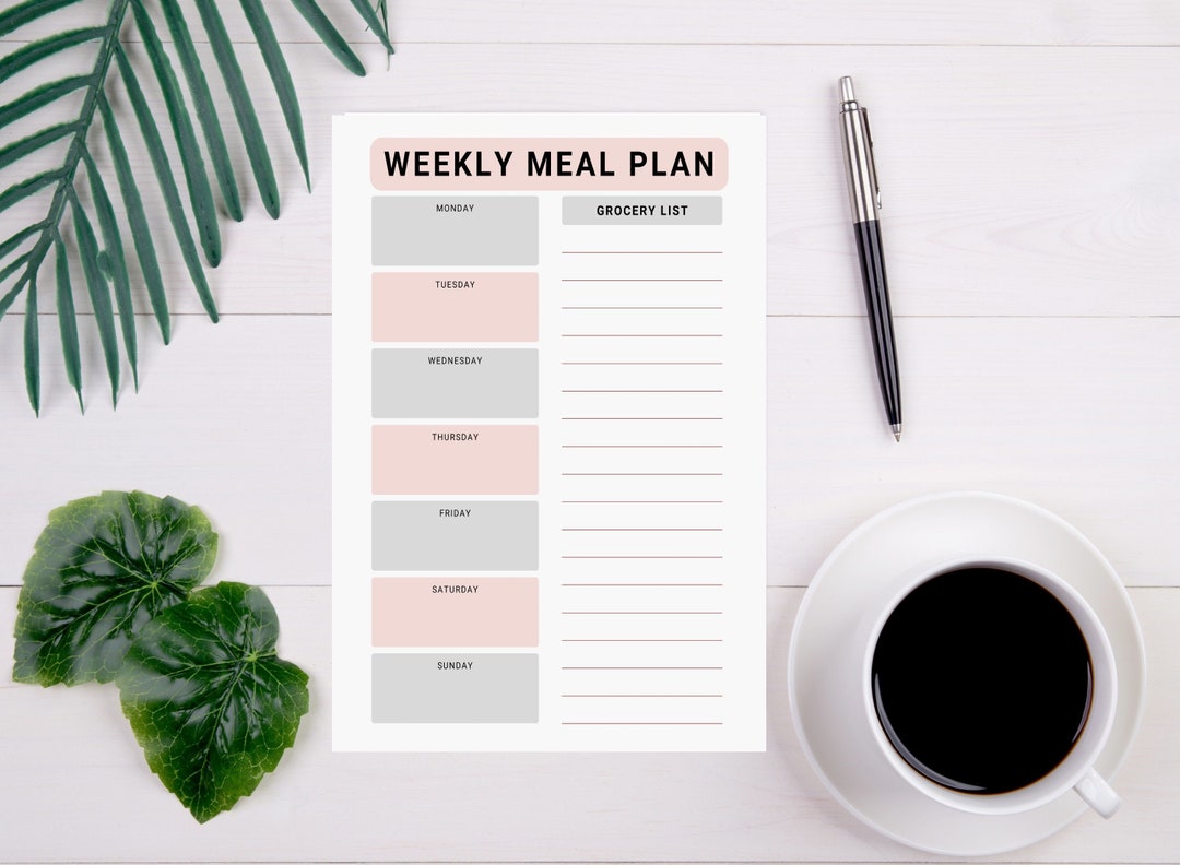 Printable Weekly Meal Planner, PDF Planner, Instant Download, A4 Print at Home - Etsy