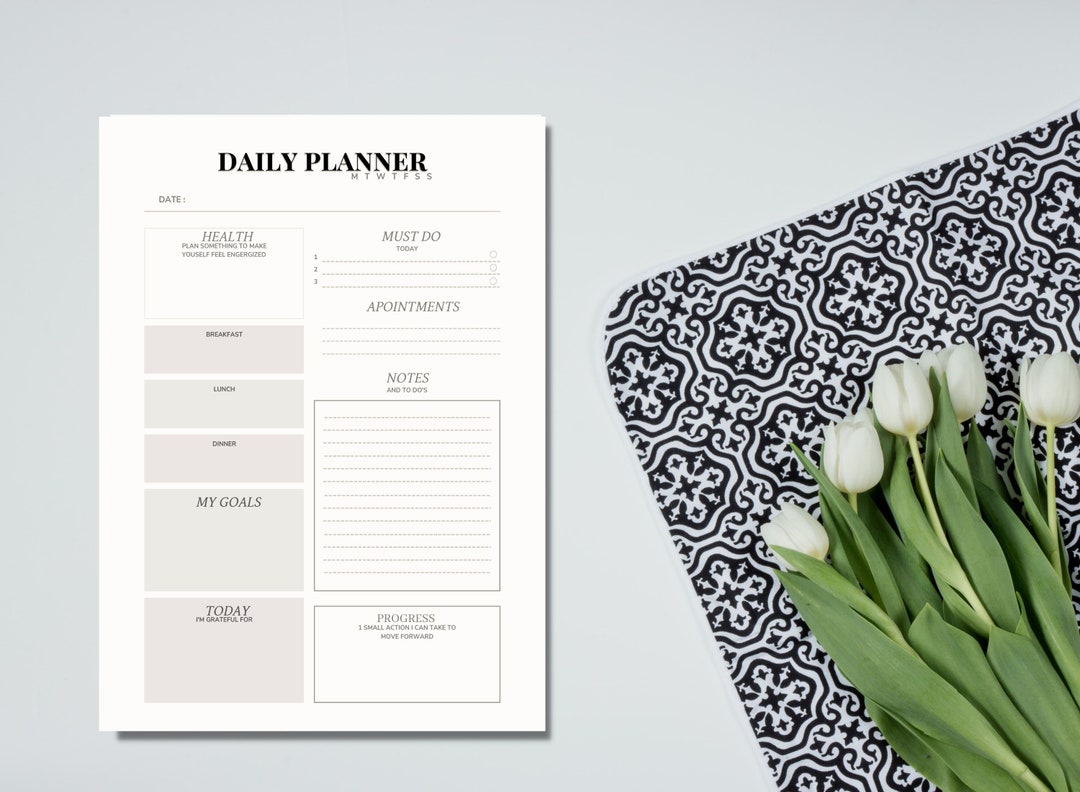 Printable Daily Planner, PDF Planner, Instant Download, A4 Print at ...