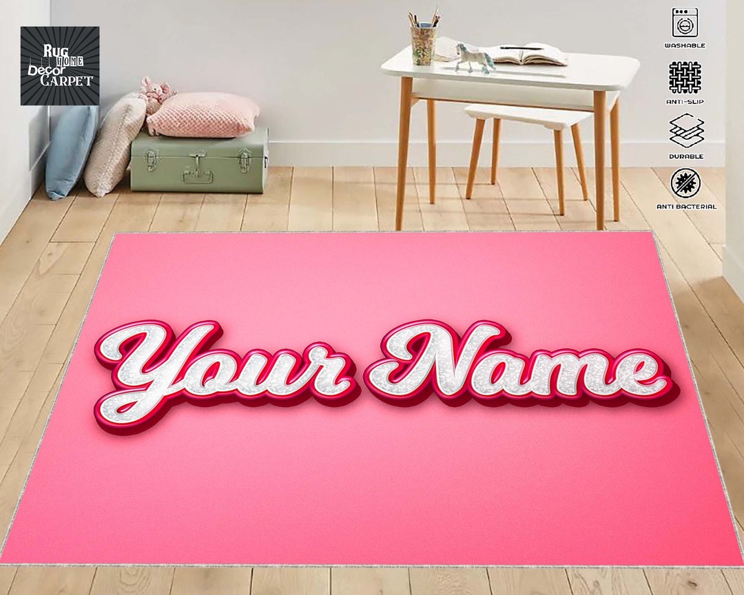 Your Name Rug Pink Rug Nursery Rug Girl Room Rug Gift for Etsy