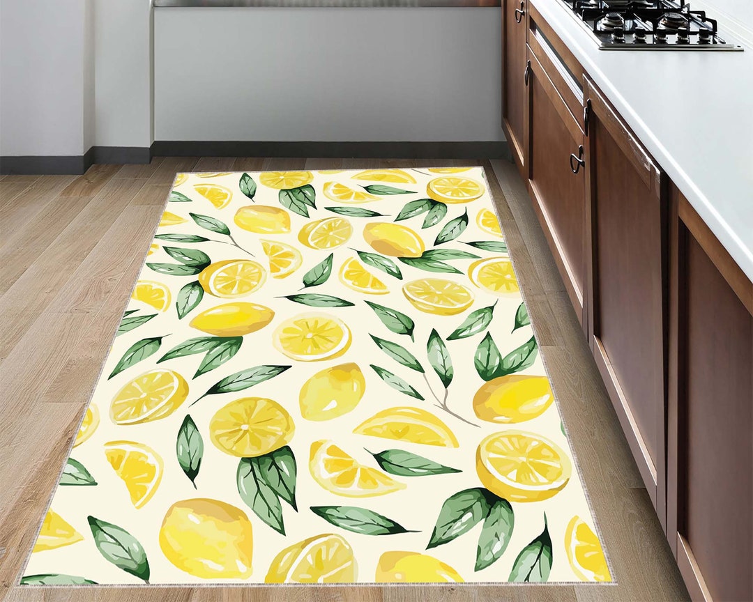 Lemon Rug Lemon Themed Rug Kitchen Rug Dining Room Rug Etsy