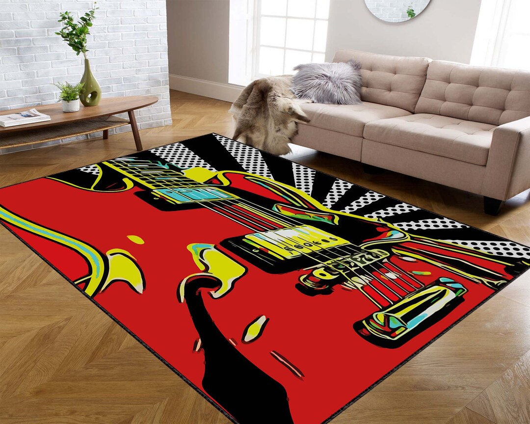 Rock Rug Guitar Rug Minimalist Rug Salon Rug Salon Decor Etsy UK