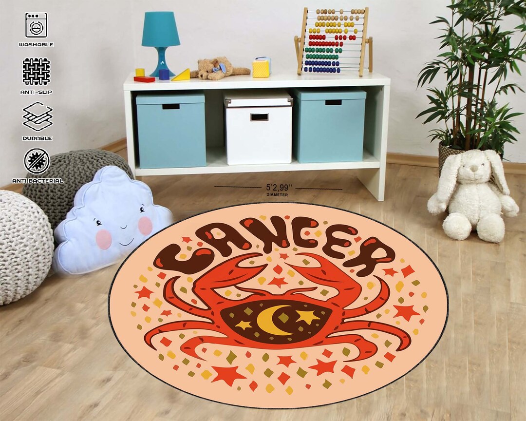 Cancer Rug Small Rug Zodiac Rug Small Round Rug Horoscope Etsy