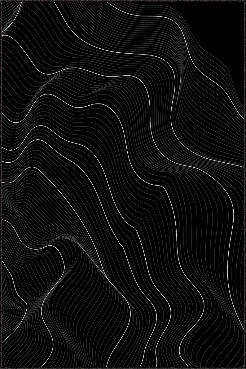 Black Rug Minimalist Rug Modern Abstract Rug Salon Rug Etsy