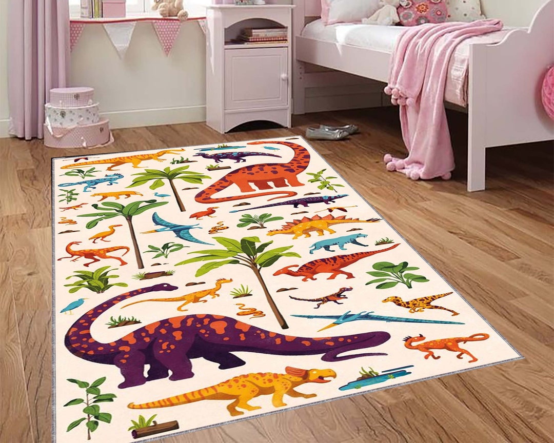Dinosaur Rug,dinosaur Pattern, Nursery Rug, Baby Room Rug, Floor Rug, Home Rug, Rug for Kids