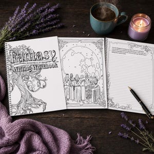 Fantasy Writing Workbook for Authors: 20 Prompts, Journal Pages & Coloring