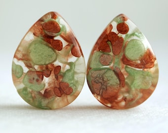 Resin Teardrop Ear Plugs, Handmade Gauges (6-100mm)