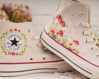 Wedding sneakers/ Valentine Gift/Embroidered Wedding Flowers Shoes /Wedding Converse Converse Embroidered Flowers