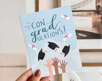 Graduation Card - ConGRADulations! | Cute Graduation Card, Congratulations Card, Multicultural Graduation Card, You Did It! , Blank Card