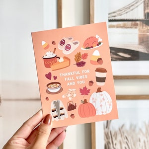Carte Vibes d'automne, Jolie carte pour Thanksgiving | Merci pour les vibrations d'automne et vous, carte de remerciement, merci, carte d'appréciation, jolie carte d'automne
