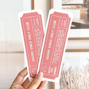 Gourd Vibes Only Club Ticket Bookmark | Cute Bookish Bookmarks, Cute Ticket Bookmarks, Double-Sided, 17pt Thick Cardstock, Fall Bookmarks