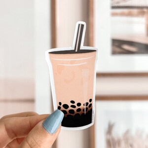 Té de burbujas, pegatina de vinilo Boba / pegatina de vinilo linda, pegatina impermeable, pegatina linda de Boba, asiático, pegatinas para computadora portátil, pegatinas de botellas de agua