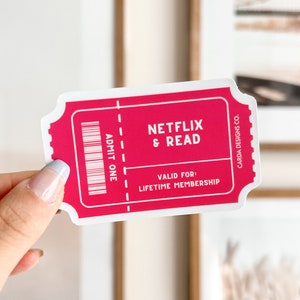 Sticker vinyle Netflix & Read | Joli vinyle autocollant, Sticker imperméable, Stickers billets, Stickers ordinateur portable, Stickers bouteilles d'eau, Livres