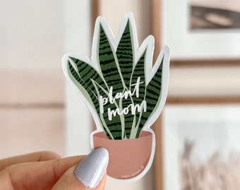 Plant Mom Snake Plant Sticker | Waterproof Laptop Decal