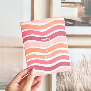 ondulée de joyeux anniversaire | Carte d'anniversaire bohème, Enthousiaste, carte de joyeux anniversaire, lumineuse, cadeau d'anniversaire, avec enveloppe, vierge à l'intérieur