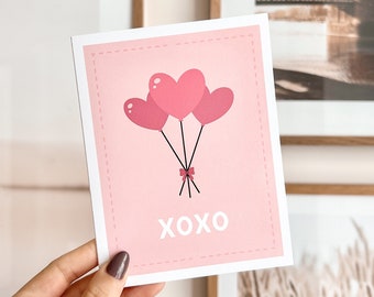 XOXO Cute Valentine's Day Card | Cute Galentine's Card, Love Card, Appreciation Card, I Love You Card, Blank Inside, Envelope Included