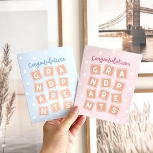 Grandparents Congratulations Card | Congrats First Grandparents, Granddaughter Or Grandson Celebration Card, Envelope Included, Blank Inside