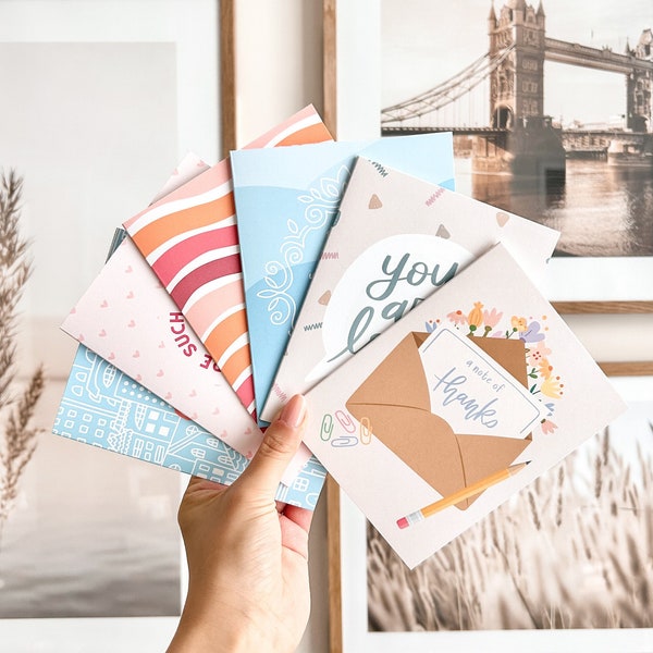 Mix And Match Card Bundle |  Cute Greeting Cards, Aesthetic Greeting Cards, Mix Any Card In The Shop, Envelope Included, Blank Inside