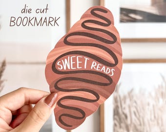 Chocolate Croissant Die Cut Bookmark | Bookish Cafe Decor