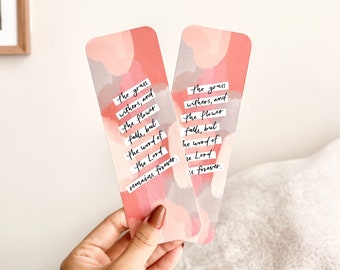 Cute Christian Bible Verse Bookmark, 1 Peter 1:24-25 | Hand Drawn Bookmark, Cute Bookmark, 17pt Thick Cardstock, Christian Gifts For Her