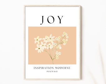 JOY Minimal Art Print | Inspiration Moderne Matisse Style, Cute Gallery Wall, Modern Bible Verse Art, Art Prints With Pastel Colors, Boho