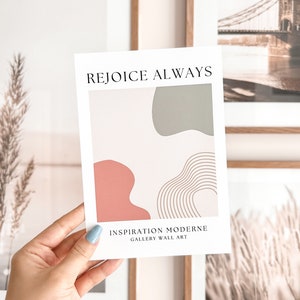 Rejoice Always Boho Mini Art Print | 5&quot; x 7&quot; Cute Mini Art Prints, Cozy Art Print, Christian Art, Cute Art Print, Premium Thick Matte Paper
