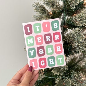 Es ist Merry & Bright Cute Weihnachtskarte | Illustrierte Weihnachtskarten, süße Weihnachtskarte, Winterkarte, Weihnachtsgeschenke für sie, innen leer