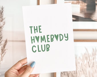 The Homebody Club Mini Art Print | 5" x 7" Cute Mini Art Prints, Cozy Art Print, Home Body Club, Cute Art Print, Premium Thick Matte Paper