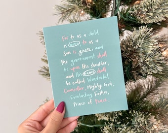 Isaiah 9:6 For To Us A Child Is Born Christmas Card | Cute Christmas Card, Christian Christmas Card, Christian Christmas Gift, Blank Inside