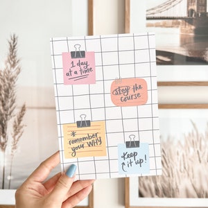 Sticky Note Reminders Inspirational Mini Art Print | 5&quot; x 7&quot; Cute Art Prints, Cute Wall Art, Cute Art Print, Premium Thick Matte Paper