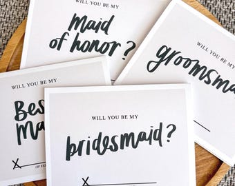 Wedding Party Proposal Cards – Bridesmaid, Groomsman, Maid of Honor, Man (Blank Inside, Envelope Included)