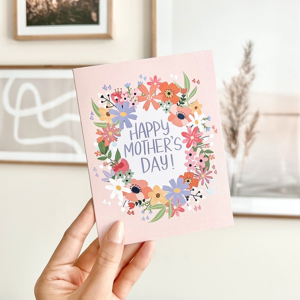 Mother's Day Card - Happy Mother's Day! | Blank Inside, Boho Card, Floral Card, Handmade Card, Mother's Day Gift, Card With Envelope