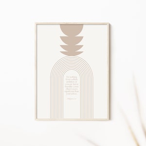 May include: A beige and white printable wall art print with a geometric design and a quote from Philippians 2:3, "Do nothing from selfish ambition or conceit, but in humility count others more significant than yourselves."