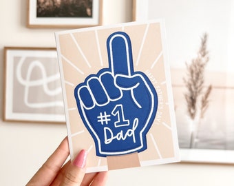 Father's Day Card - Happy Father's Day! | Blank Inside, Boho Card, Foam Finger #1 Dad, Handmade Card, Father's Day Gift, Card With Envelope