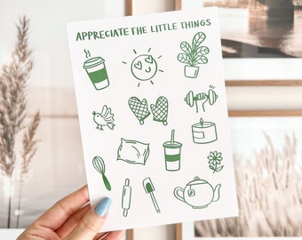 Appreciate The Little Things Mini Art Print | 5" x 7" Cute Mini Art Prints, Cute Wall Art, Room Decor, Wall Decor, Premium Thick Matte Paper