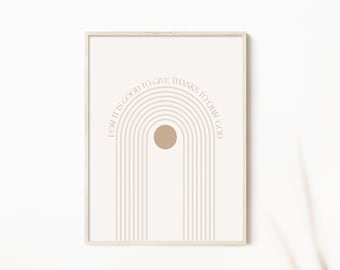 Thankful Art Print: Boho Christian Home Decor (8x10)