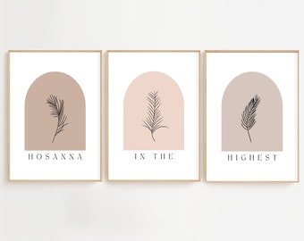 Bundle Of 3 - Hosanna In The Highest Art Print | Boho Christian Wall Art, Easter, Good Friday Art Prints, Christian Decor, Christian Gifts