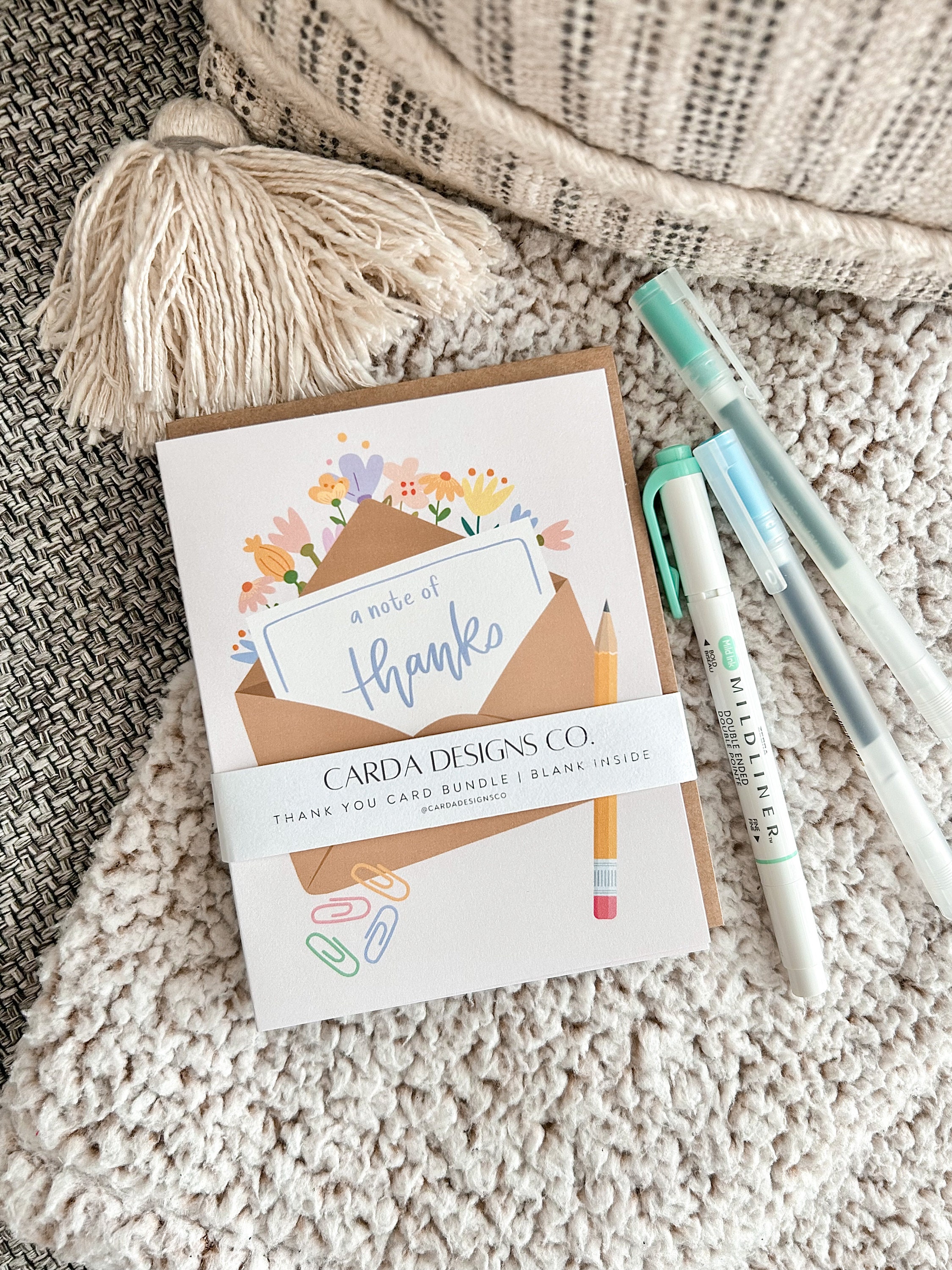 Floral Thank You Card: Boho Blank Note With Envelope - Etsy